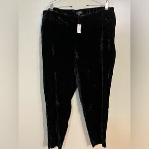 Talbots Womens Black Velvet Side Zip Elastic Back Waist Pockets  Pants 20W NWT